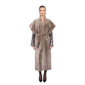 Vesta lunga shearling persan, cu cordon, culoare speciala, 110cm