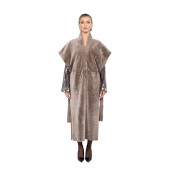 Vesta lunga shearling persan, cu cordon, culoare speciala, 110cm