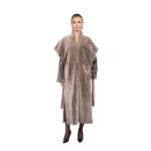Vesta lunga shearling persan, cu cordon, culoare speciala, 110cm