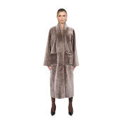 Palton shearling persan, cu cordon, guler tip kimono, 120cm