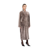 Palton shearling persan, cu cordon, guler tip kimono, 120cm