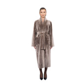 Palton shearling persan, cu cordon, guler tip kimono, 120cm