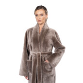 Palton shearling persan, cu cordon, guler tip kimono, 120cm