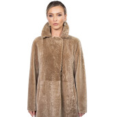 Palton tip cojoc din shearling merinos bej, 100cm
