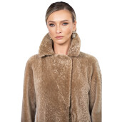 Palton tip cojoc din shearling merinos bej, 100cm