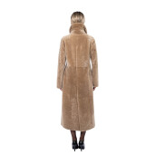 Palton tip cojoc din shearling merinos bej, 100cm