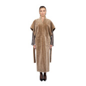Vesta lunga cu cordon, shearling persan, 110cm