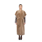 Vesta lunga cu cordon, shearling persan, 110cm