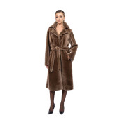 Palton tip cojoc, shearling merinos spaniol, cu cordon, 100cm