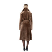 Palton tip cojoc, shearling merinos spaniol, cu cordon, 100cm