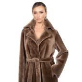 Palton tip cojoc, shearling merinos spaniol, cu cordon, 100cm