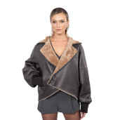 Geaca shearling reversibila, ultra-light, maro, 60cm