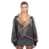 Geaca shearling reversibila, ultra-light, maro, 60cm