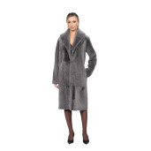 Palton shearling South African, guler sal, gray, 100cm