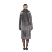 Palton shearling South African, guler sal, gray, 100cm