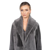Palton shearling South African, guler sal, gray, 100cm