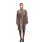 Palton shearling South African velvet, tan taupe, 90cm
