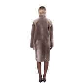 Palton shearling South African velvet, tan taupe, 90cm