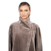 Palton shearling South African velvet, tan taupe, 90cm