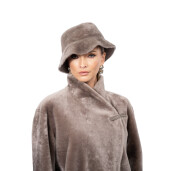 Set Palton + palarie shearling South African velvet, tan taupe, 90cm
