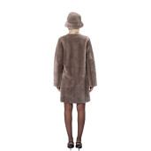 Set Palton + palarie shearling South African velvet, tan taupe, 90cm