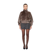 Jacheta scurta de South African shearling, tan taupe 3D, maneci 3/4, 50cm