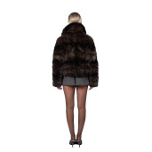 Geaca bomber de zibelina, guler larg, culoare naturala, 50cm