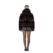 Geaca bomber de zibelina, guler larg, culoare naturala, 50cm