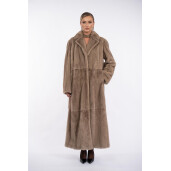 Palton blana naturala vizon, rever dublu, dark pastel, 130cm