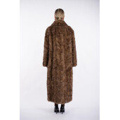 Haina lunga blana naturala vizon, guler sal, 3 haine in 1, maro, 130cm