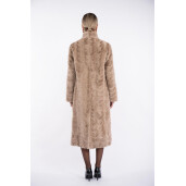 Palton blana naturala vizon, guler tip kimono, light capuccino, 100cm
