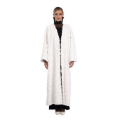 Palton lung blana naturala de vizon, guler tip kimono, 130cm