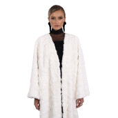 Palton lung blana naturala de vizon, guler tip kimono, 130cm