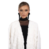 Palton lung blana naturala de vizon, guler tip kimono, 130cm