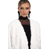 Palton lung blana naturala de vizon, guler tip kimono, 130cm