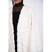 Palton lung blana naturala de vizon, guler tip kimono, 130cm