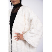 Palton lung blana naturala de vizon, guler tip kimono, 130cm