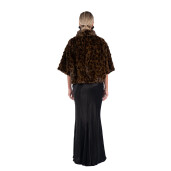 Jacheta blana naturala vizon, animal print, maneci 3/4, 55cm