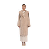 Palton miel Australian, bej, guler sal, 107cm