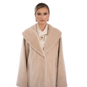 Palton miel Australian, bej, guler sal, 107cm