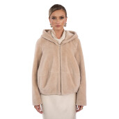 Geaca tip bomber, blana tip lana, miel Australian, bej, 65cm