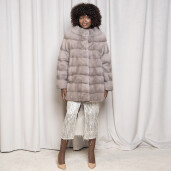 Haina blana naturala vizon, gri saphire, 80cm