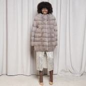 Haina blana naturala vizon, gri saphire, 80cm