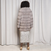 Haina blana naturala vizon, gri saphire, 80cm