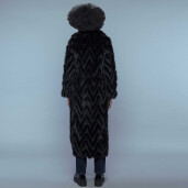 Palton blana naturala vizon, neagra, 120cm