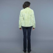 Jacheta tip jeans, blana naturala rex chinchilla, light green, 50cm