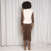 Bluzon blana naturala vizon, duo culori beige-brown, 50cm