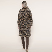 Palton shearling revere largi, animal print gold, 107cm