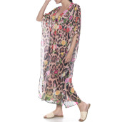 Caftan tip fluture Feline Moves Roses, voal transparent