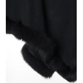 Capa tip Poncho lana 100% neagra cu blana naturala vulpe